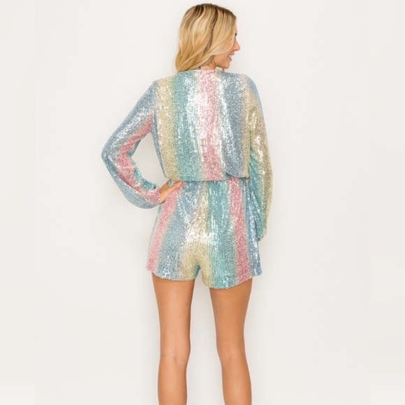 Pastel Sparkles Multi color sequin romper - Picture 2 of 4